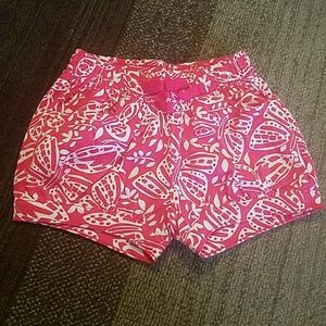 Pink and white patterned shorts